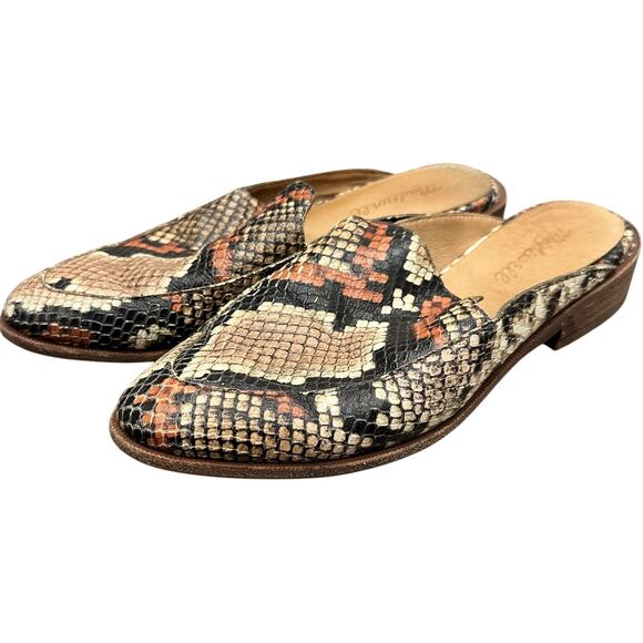 Madewell Frances Loafer Mule Snake Embossed Leather Preppy Office Career Casual - Picture 1 of 9